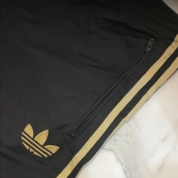 Adidas men’s gold striped vintage zipped ankle track pants - Picture 4 of 7